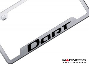 Dodge Dart License Plate Frame - Stainless Steel w/ Dart Logo - Bottom Cut Outs